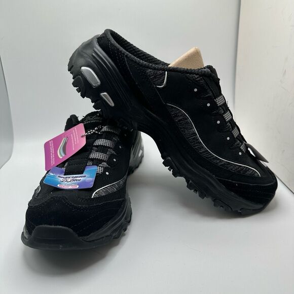 Skechers Sport Women's D'Lites Slip-On Mule Sneaker 8 BLACK - Picture 6 of 7
